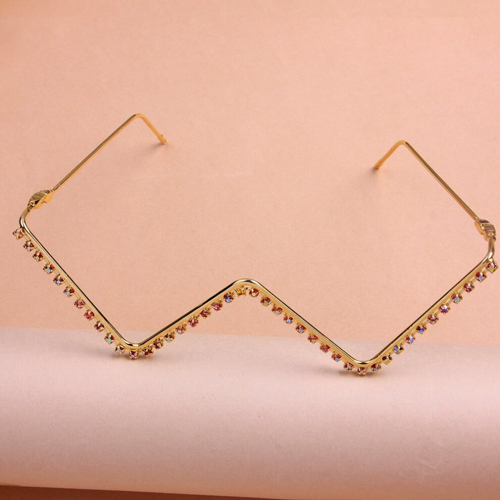 Golden Homemaxs Rhinestone Decorative Eyeglasses Frame For Parties And Photo Props