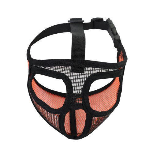 Short Snout Breathable Mesh Mouth Muzzle for Biting Full Mesh Orange S 1