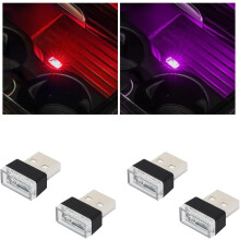 USB LED interiérové svetlo do auta modré 4 ks