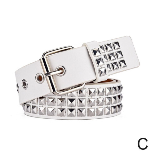 Ζώνη με τρουκς, 4290Metal Punk Rock Rivet Pu, γοτθική με φωτεινή πυραμίδα για γυναίκες και
