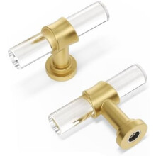 Confezione da 10 pomelli per mobili a forma di T in acrilico, pomelli decorativi dorati per cassettiere e armadi.