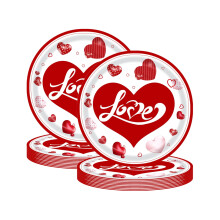 Lot de 20 assiettes en papier pour la Saint-Valentin