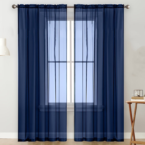 Transparente gardiner i polyester, lysfiltrerende, 2 paneler, 137 x 237 cm