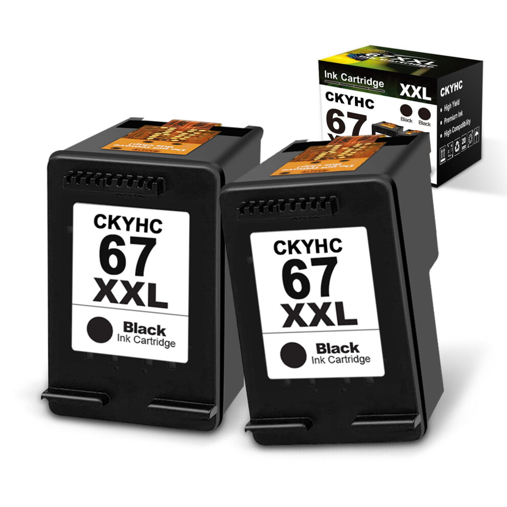 Ink Cartridge Replacement Compatible With 67 Xxl 67XL For Envy 6055/6020/6052/Pro 6400/6452/6455, Deskjet 2700/2752, Plus 4100/4155 (2 Pack) Black 9149926108146