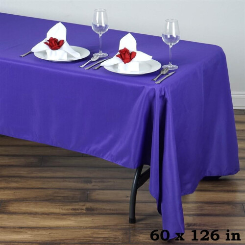Purple Polyester Rectangular Tablecloth 60 x 126 in 2
