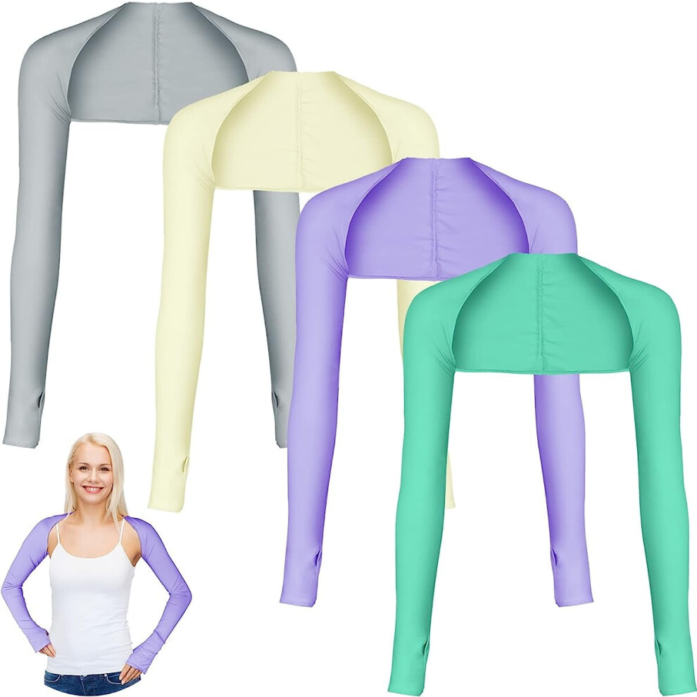 4PCS Cooling Shawl Arm Sleeves with Finger Hole Anti UV Arm Covers for Women Man