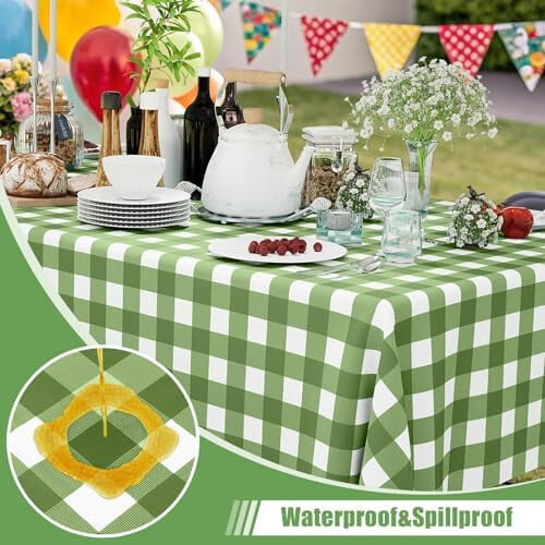 3 Pack Sage Green Gingham Disposable Tablecloths 54x108 in 1