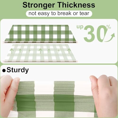 3 Pack Sage Green Gingham Disposable Tablecloths 54x108 in 2