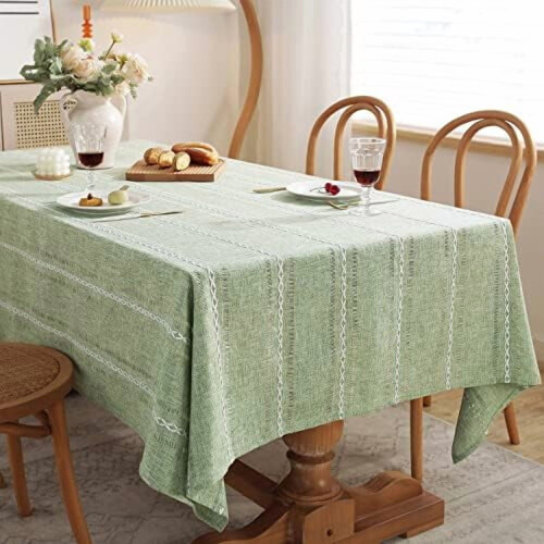 Boho Farmhouse Tablecloth with Hemstitching 60" x 104" 1