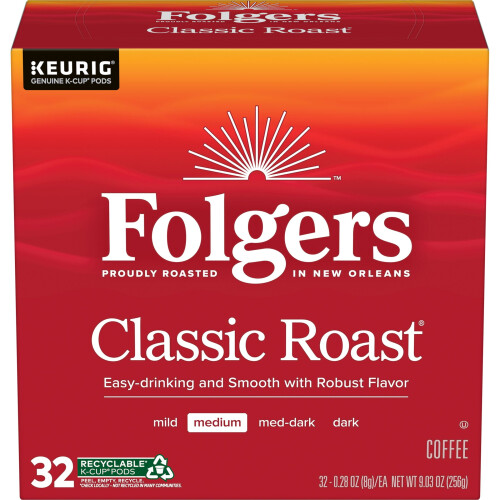 Klassisk rostning, medelrostat kaffe, Keurig K-Cup-kapslar, 32-pack förpackning