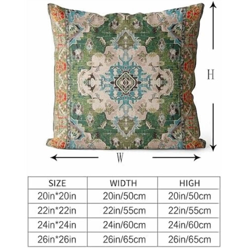 Boho Örngott i bomull, 61x61 cm, set med 2 gröna 1