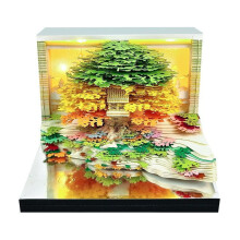 Calendário de Arte em Papel 3D 2026 com Luz LED, Bloco de Notas Destacável com Design de Casa na Árvore, Decoração de Mesa Exclusiva e Conjunto
