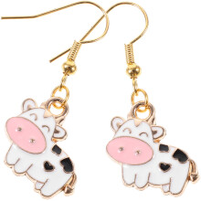 OUNONA 1 Pair of Cow Animal Drop Earrings Alloy Cartoon Cow Theme Earrings for Women