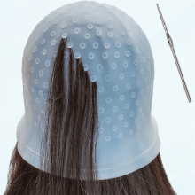 Silikon-Strähnchenhaube mit vorgestanzten Löchern, auslaufsicher, wiederverwendbar – kompatibel mit allen Strähnchensets (Blau)