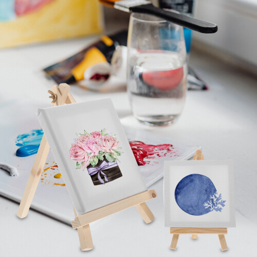 Canvas Tripod Wooden Easel 2 pcs 1