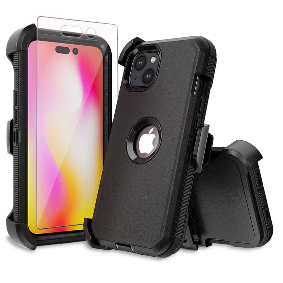 Xhy Compatible With Iphone 14 Case – Military-Grade Rugged Armor With Belt Clip, Holster & Screen Protector – Black 9499224794283