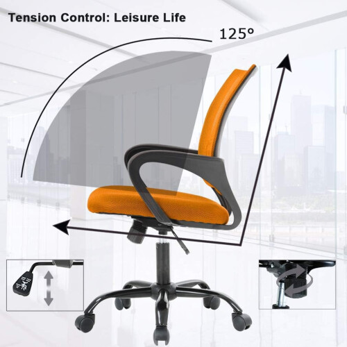 Mesh Office Chair with Armrests and Casters, Black 2