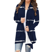 Cardigan da donna, cappotti invernali da donna, cappotti autunnali, giacca cardigan casual a maniche lunghe a righe da donna