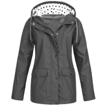 Damska kurtka przeciwdeszczowa z kapturem PURCOLT Solidna kurtka przeciwdeszczowa Outdoor Plus Size z kapturem i wiatroszczelnym płaszczem Do 65%