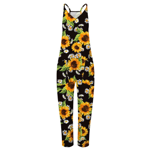 Macacão feminino com suspensórios, comprimento total, estilo casual, folgado, com bolsos e alças. 2