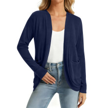 Kukoosong Damen-Cardigans, langärmlige, leichte Damen-Cardigans, offene Strickjacken mit Taschen