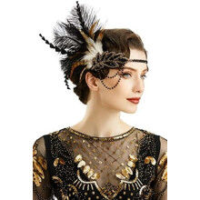 Diadema estilo flapper de los años 20 - Diadema de lentejuelas estilo vedette de los locos años 20 con plumas