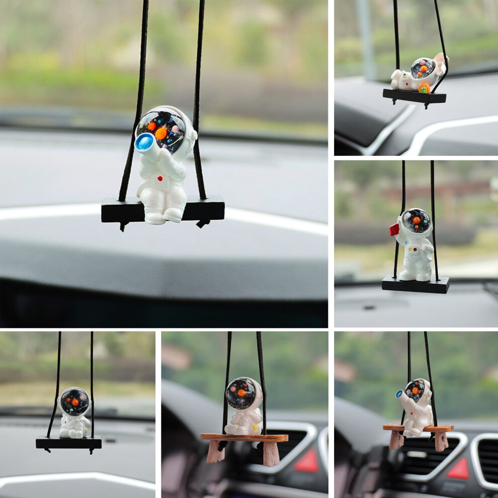 Car Swing Astronaut Hanging Decoration Resin Craft Auto Rearview Mirror Cartoon Spaceman Pendant Ornament Interior Accessories 9165521414369