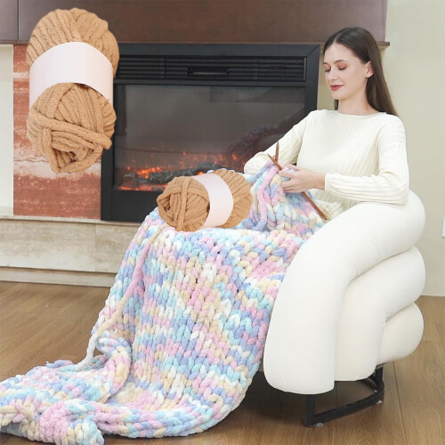 Νήμα από μαλλί γάλακτος Tie-Dye, πάχος 130 μέτρων για πλέξη/πλέξη για κουβέρτες και 1