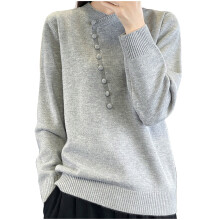 Maglione da donna autunno/inverno a maniche lunghe, girocollo, tinta unita, caldo e confortevole (Grigio #4, M)