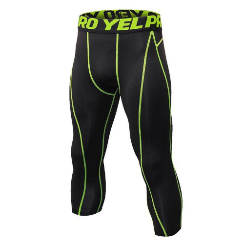 Men's compression capri pants cool dry 3/4 length