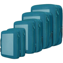 Ensemble de 4/6/8 cubes de rangement compressibles, accessoires de voyage, organisateurs de rangement extensibles (maille carrée, 06-Teal)