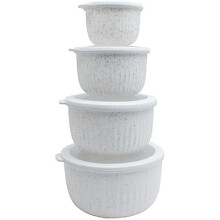 Prep Bowls with Lids- Wide and Deep Nesting Plastic Small Mixing Bowl Set with Lids, 8 Piece Set - Deep Bowls, Speckled White