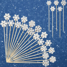 Lot de 240 pics à cocktail en bambou en forme de flocon de neige de Noël de 12,7 cm (5 pouces)