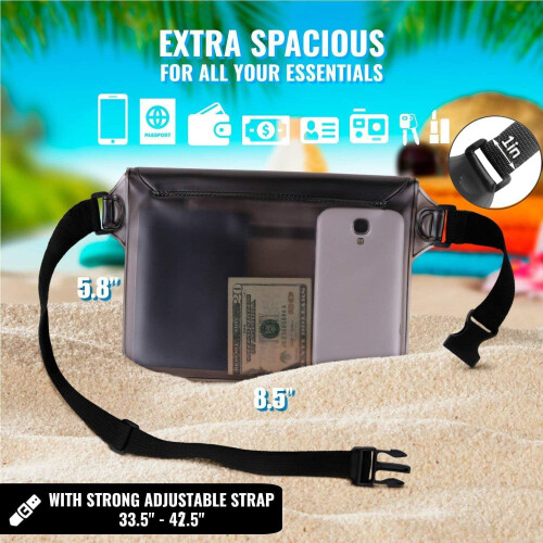Bolsa impermeável com alça de cintura (pacote com 2) – Compatível com iPhone e Android | Praia, piscina, mergulho com snorkel, caiaque 2