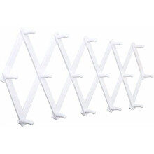 Accordion Wall Hanger with 16 Hooks, Modern Expandable Coat Rack Hat Rack for Wall, Solid Wooden, White