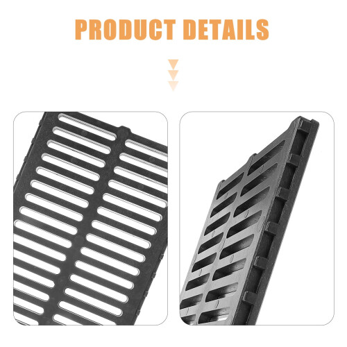 Sturdy Trench Cover Restaurant Drain Grate Oblong Outdoors Black 2