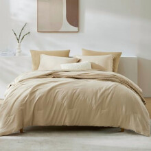 Twin XL Comforter Set Beige 5-Piece All-Season
