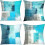 Blågrön sammet örngott set med 4 – 40x40cm 1