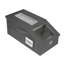 Hat Organizer for Baseball Caps – Transparent Window Storage Box, 16x9x7in, Cardboard Base, Black (1 Pc)