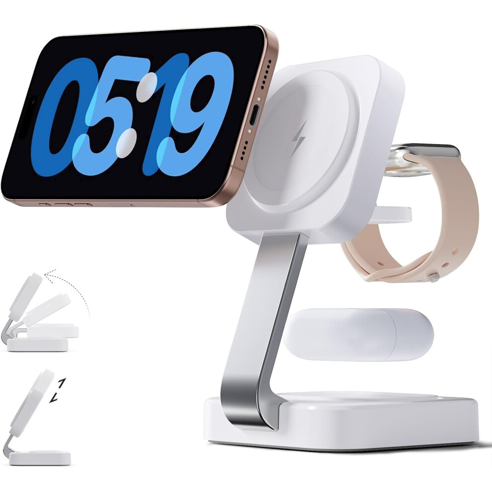 2026 Wireless Magsafe 3-In-1 Charger, Compatible With Iphone 17Â12 Pro/Plus, Watch Series, Airpods 4/3/2/Pro Â White 9110895524176