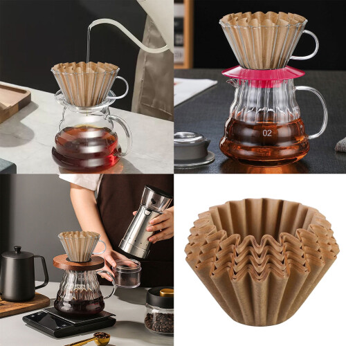 Koffiefilters van ongebleekt papier, 50 stuks
