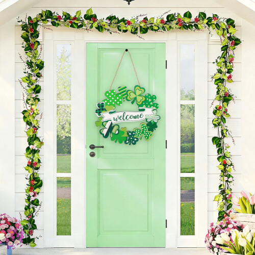 Panneau de porte en bois en forme de trèfle pour la Saint-Patrick