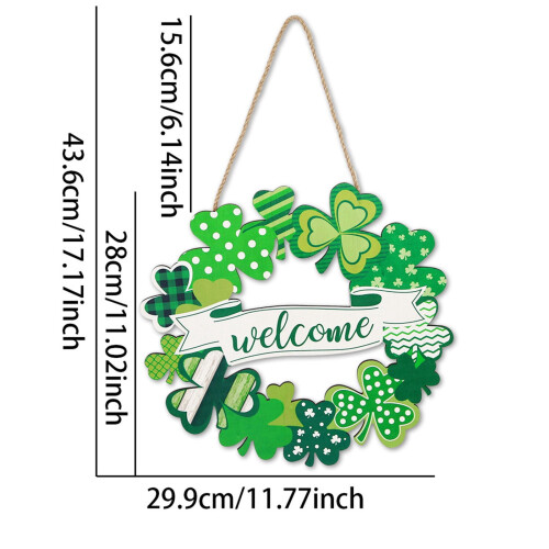 Panneau de porte en bois en forme de trèfle pour la Saint-Patrick 2