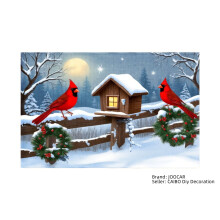 Cardinal Birds Snowy Linne Bordsunderlägg Set med 4 stycken 30x43 cm