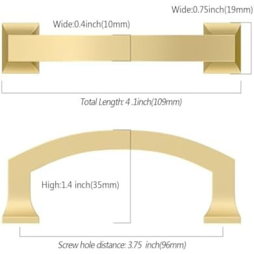 Kitchen Cabinet Handles Brushed Gold 3.75 Inch 10 Pack 1