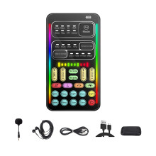 I9 Voice Changer Set, Portable Mini Sound Card with 8 Different Voice Effects, for Live Broadcast, Gaming, and Recording on Phone or Computer