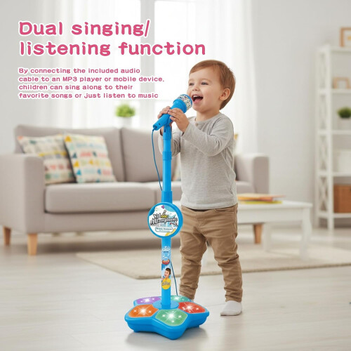 Kids' Microphone & Stand Set with Adjustable Height, Lights, Echo & Speaker 1