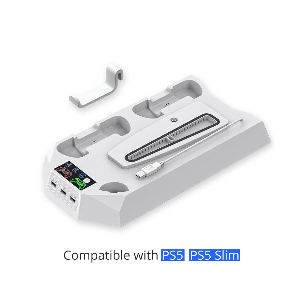 Ps5 Slim/Ps5 Cooling Stand & Charging Dock Â Compatible With Disc/Digital Editions, Vertical/Horizontal Holder, Dual Controller Charger 9110895525326