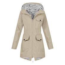 Veste imperméable Lenago pour femme grande taille, couleur unie, coupe-vent, à capuche et poche, coupe ample.