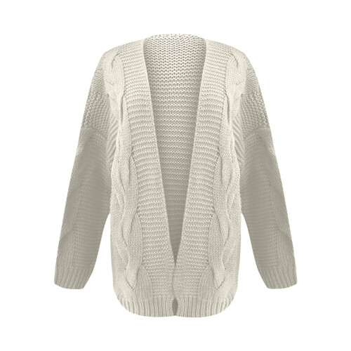 Damen-Cardigans in Unifarben, locker gestrickt, Oversize-Schnitt, Beige 2